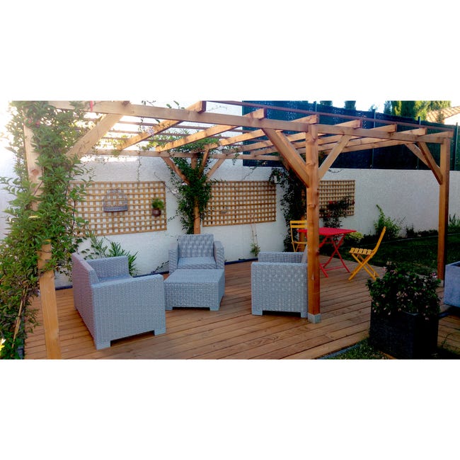 Pergola bois massif autoportée 3x5m 15m²